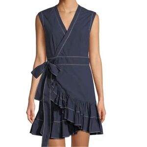 Rebecca Taylor Navy  ruffle wrap dress size 8